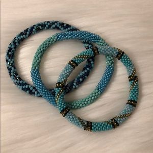 Lily and Laura Beaded Bracelet Bundle - Blue